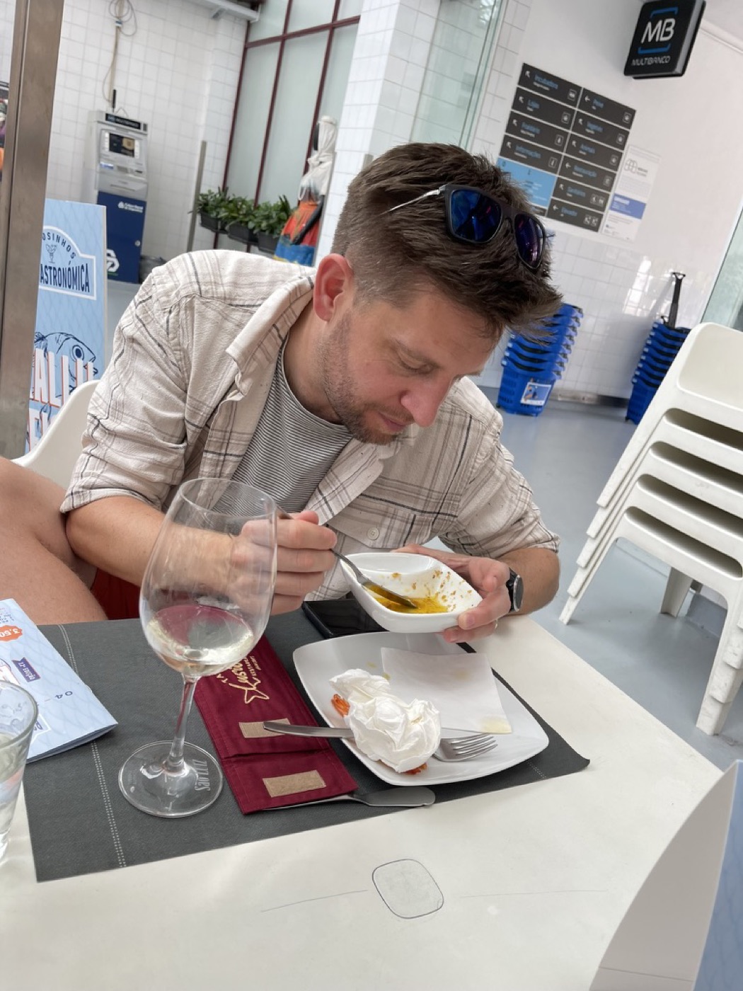 Tom tasting a dish at one of the Rally Fish stops
